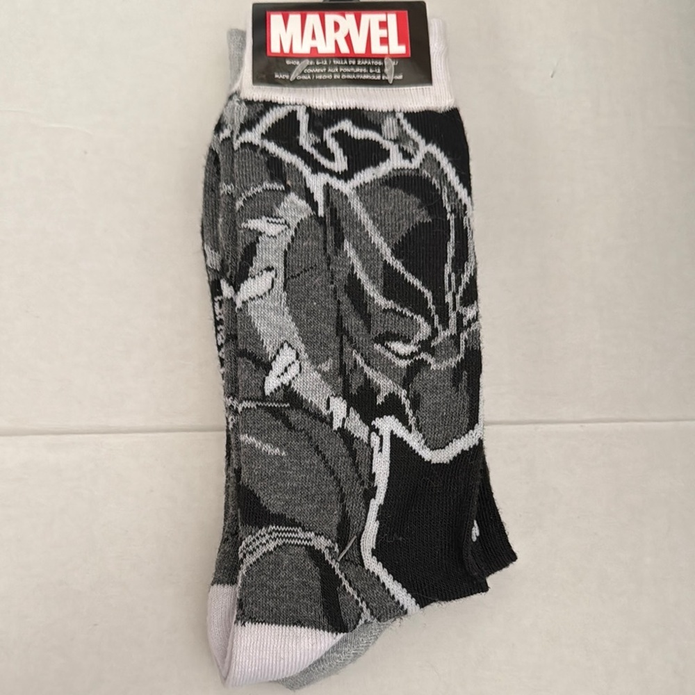 Marvel Black and Gray Casual Crew Socks